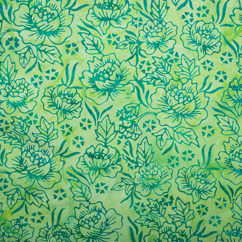 Hand dyed batiks - Peony - Green (10 meters)