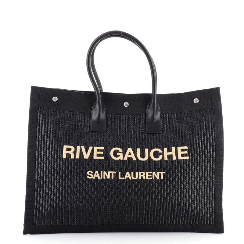 Rive Gauche Shopper Tote Raffia with Canvas Large S744816563476