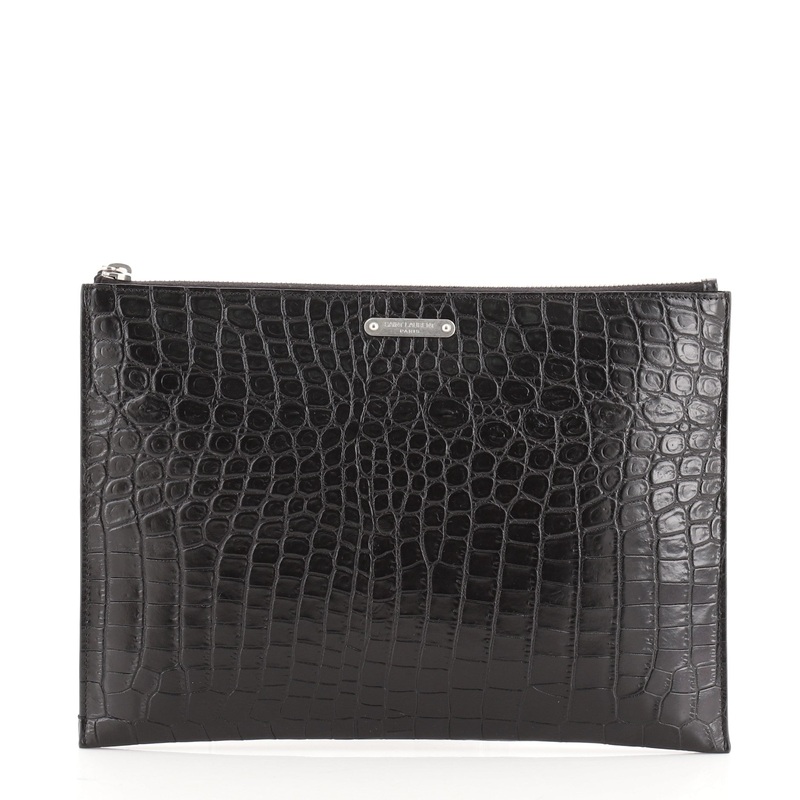 Zip Pouch Embossed Leather Medium S744816645917